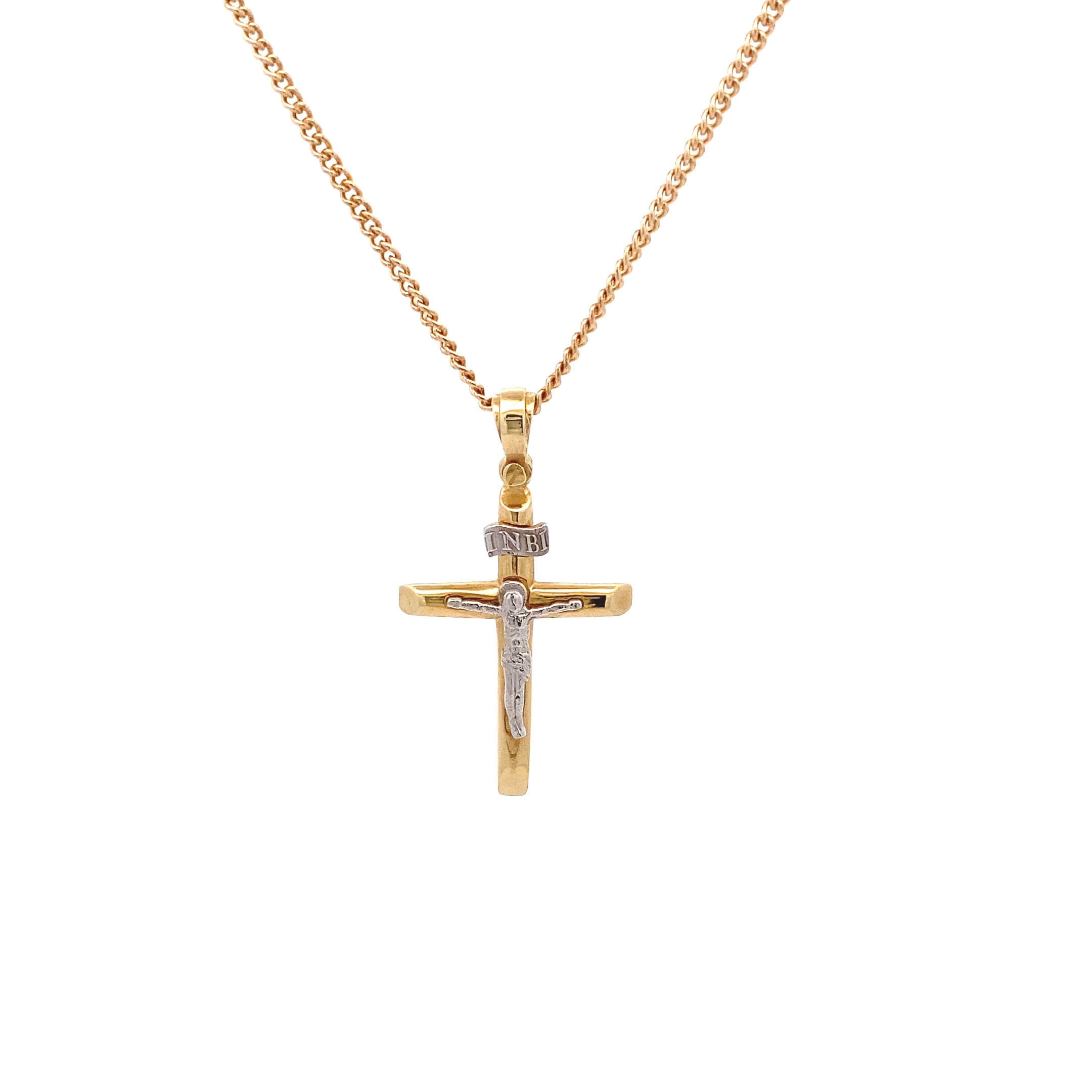 9ct Crucifix in Yellow and White Gold