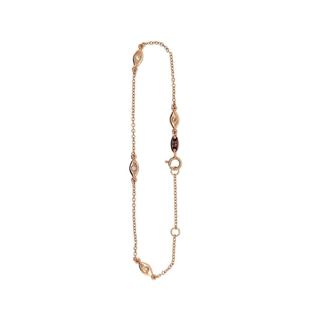 9ct Rose Gold Cubic Zirconia Station Bracelet
