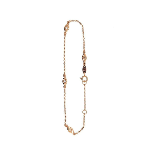 9ct Rose Gold Cubic Zirconia Station Bracelet