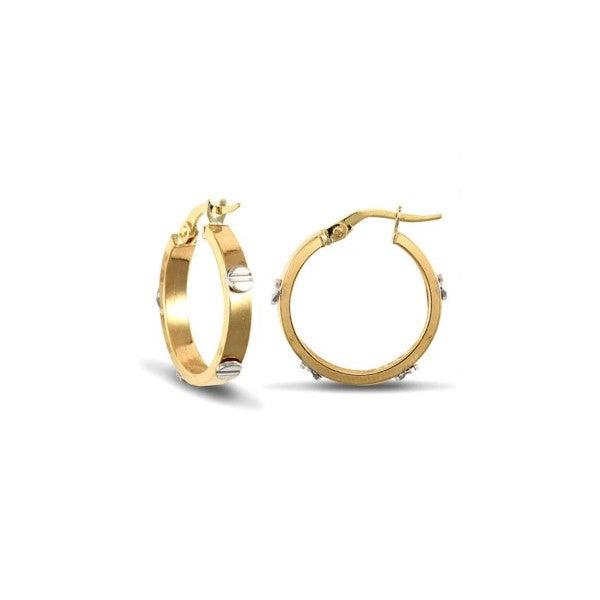 9ct Yellow Gold Hoop Earring with White Gold Screw Feature