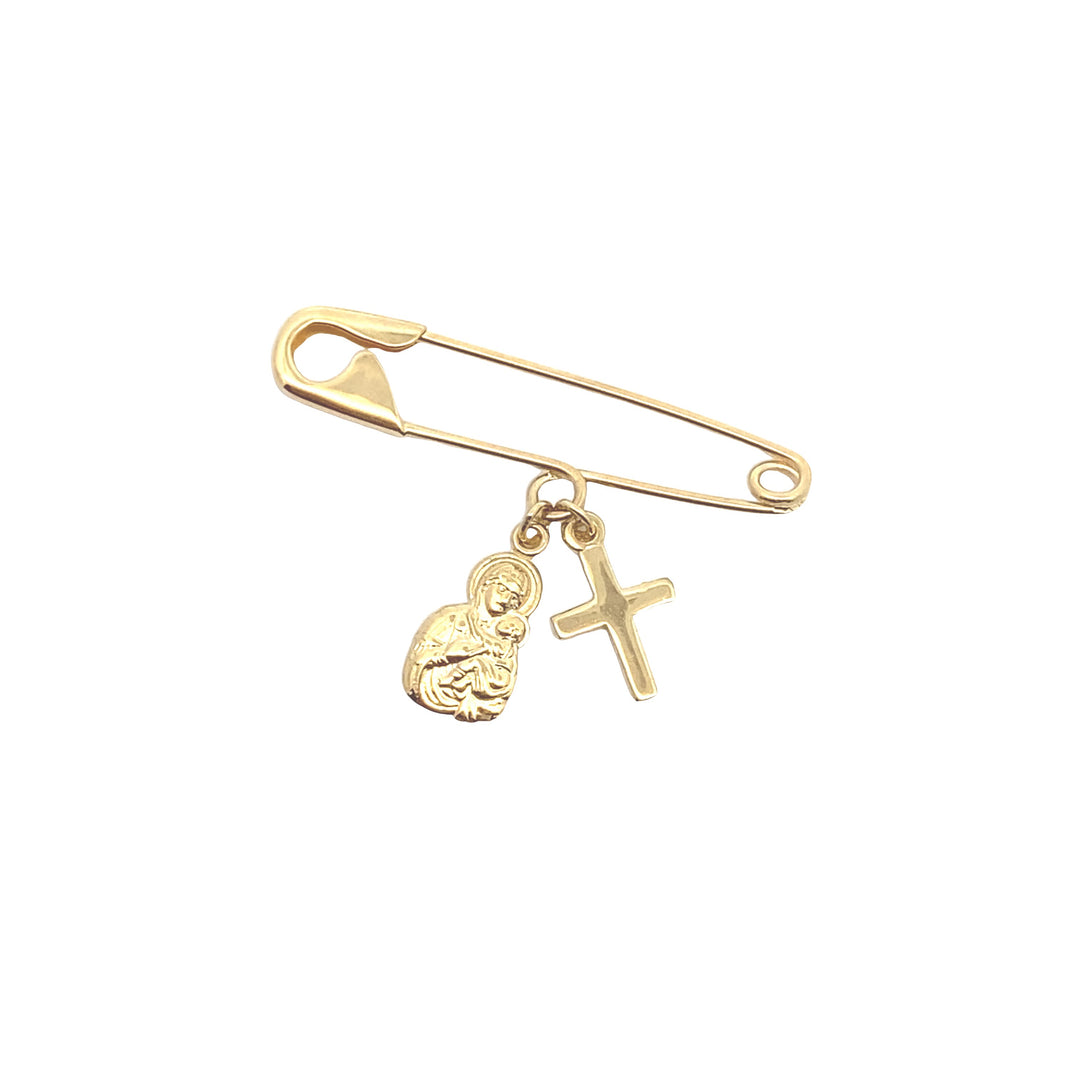 9ct Gold Baby Pin with Madonna charm