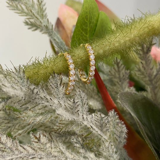 18ct Gold Inside/Outside Diamond Set Huggies