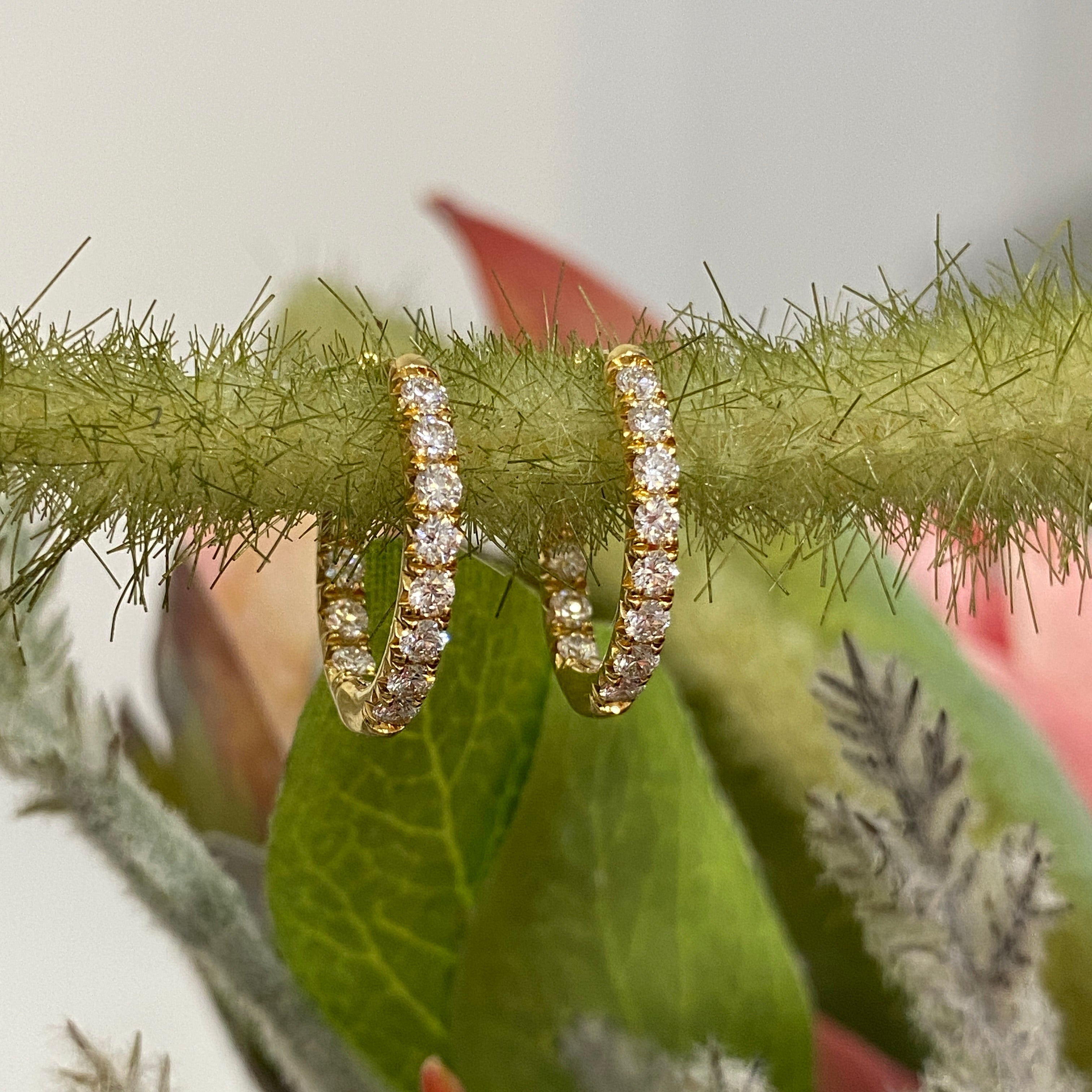 18ct Gold Inside/Outside Diamond Set Huggies