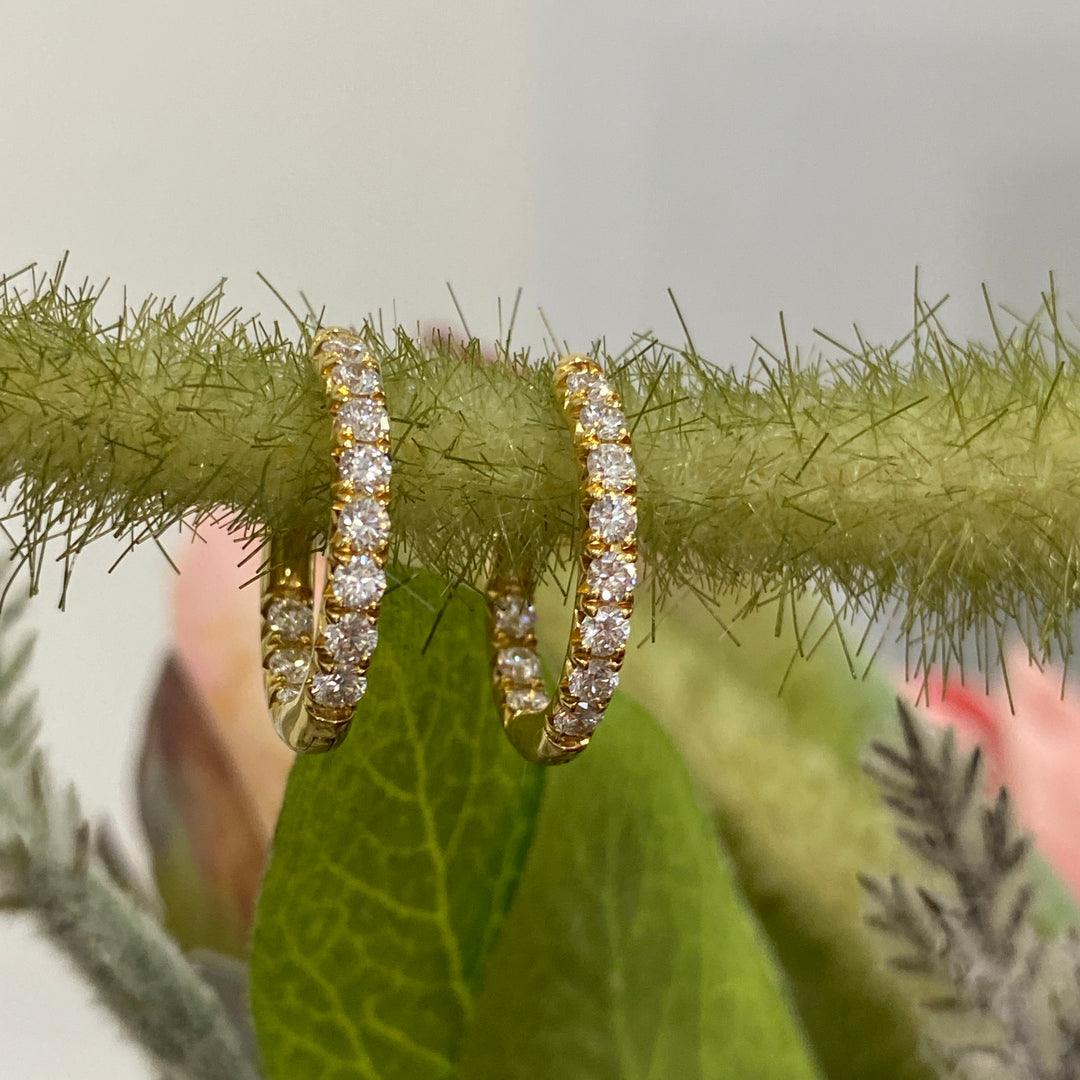 18ct Gold Inside/Outside Diamond Set Huggies
