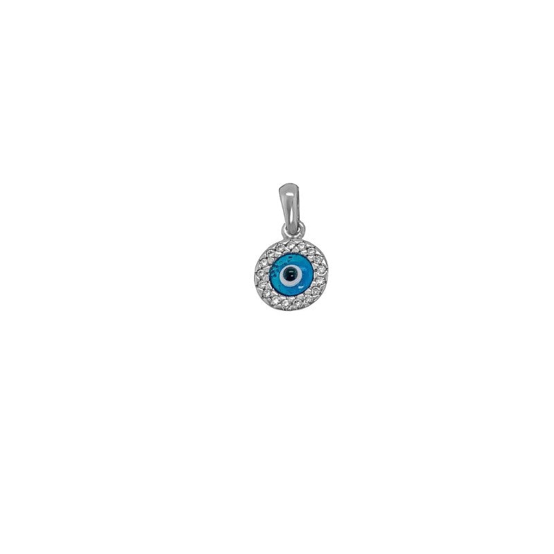 9ct White Gold Cubic Zirconia Evil Eye Pendant