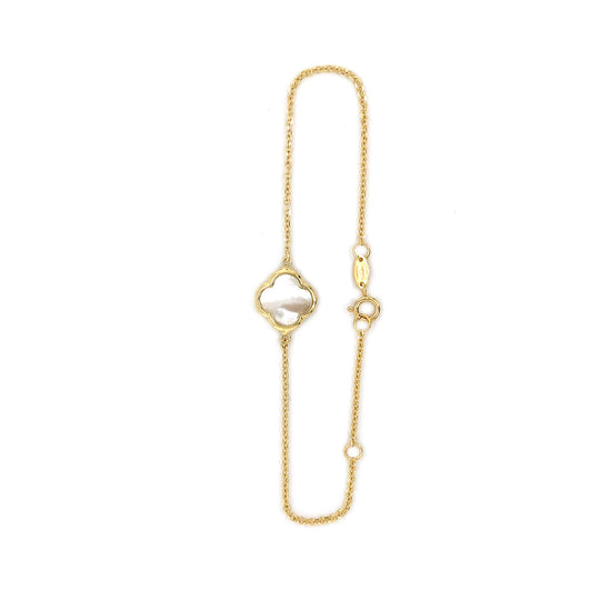 Yellow Gold Mother of Pearl Clover/Quatrefoil Bracelet (12mm)