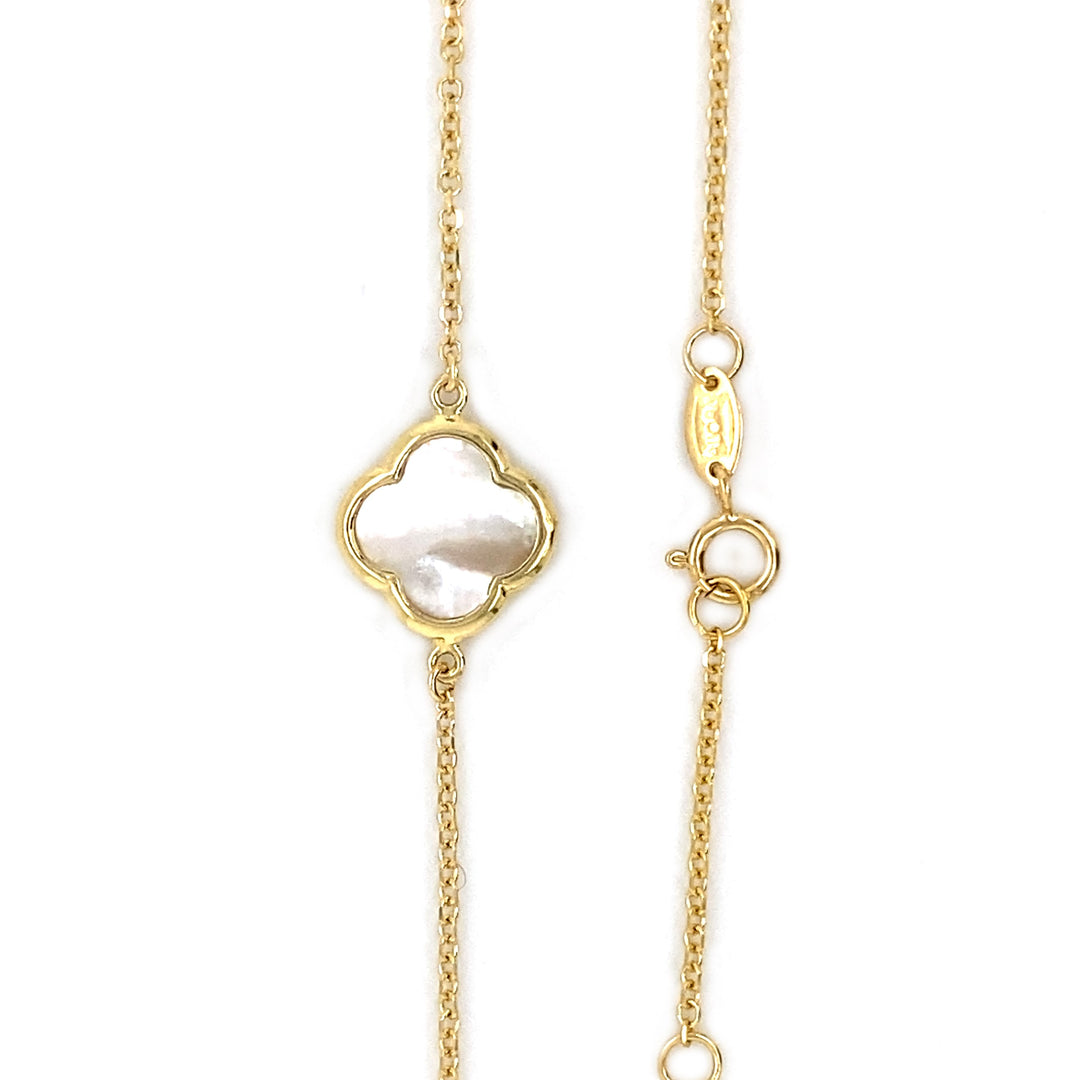 Yellow Gold Mother of Pearl Clover/Quatrefoil Bracelet (12mm)