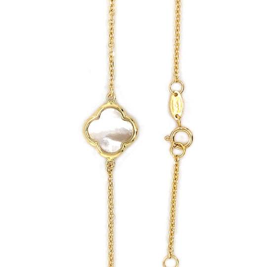 Yellow Gold Mother of Pearl Clover/Quatrefoil Bracelet (12mm)