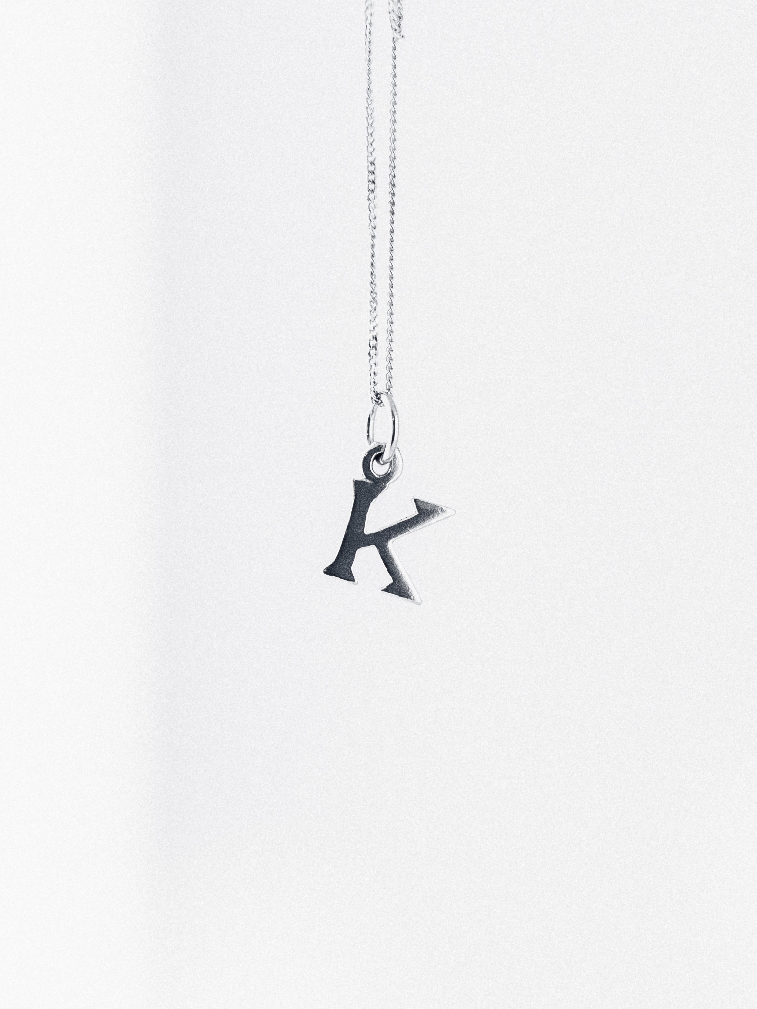 9ct White Gold "K" Initial Necklace