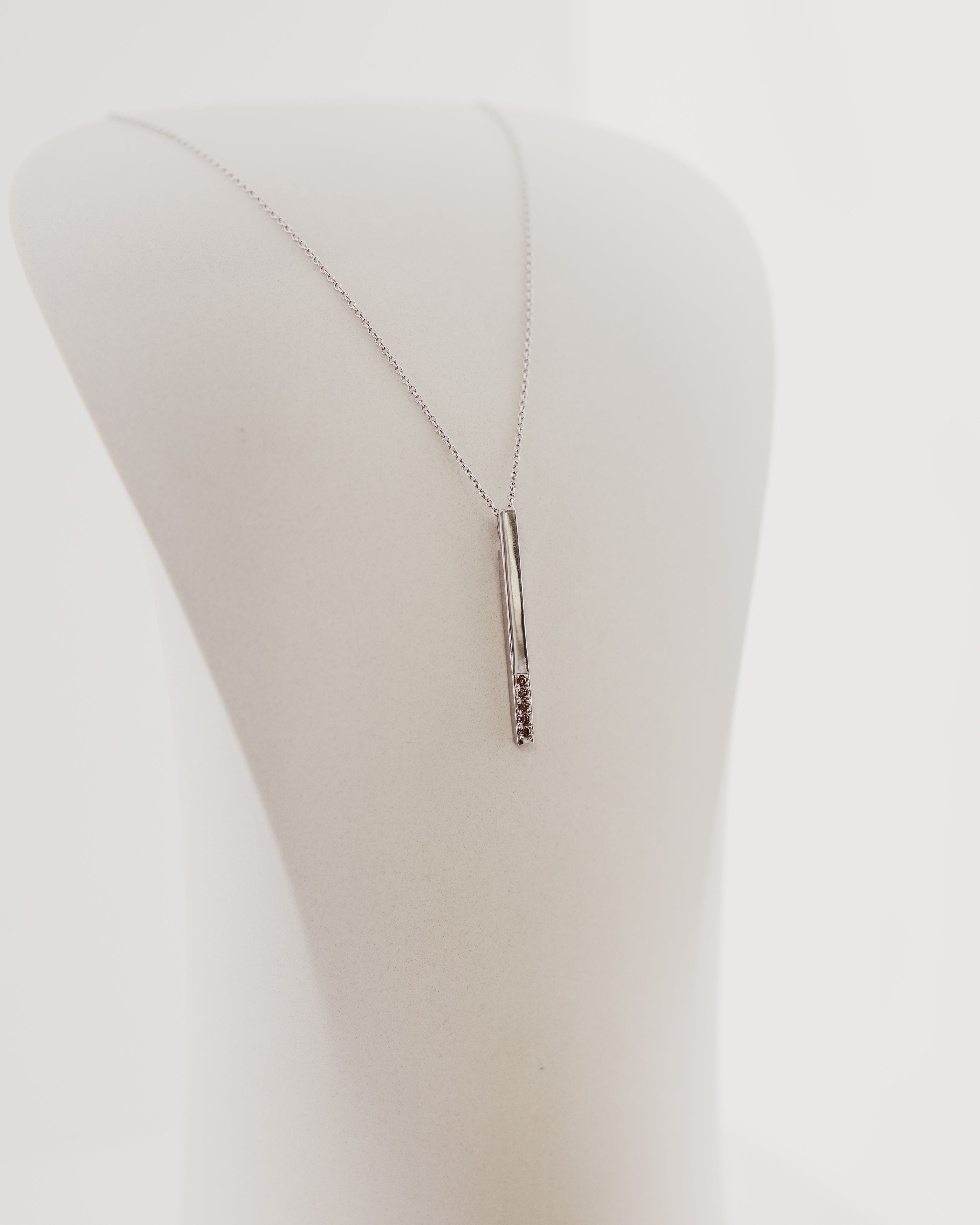 9ct White Gold Argyle Chocolate Diamond Bar Pendant