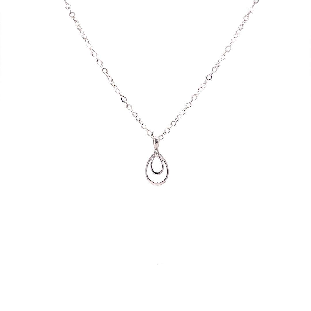 9ct White Gold and Diamond Pendant