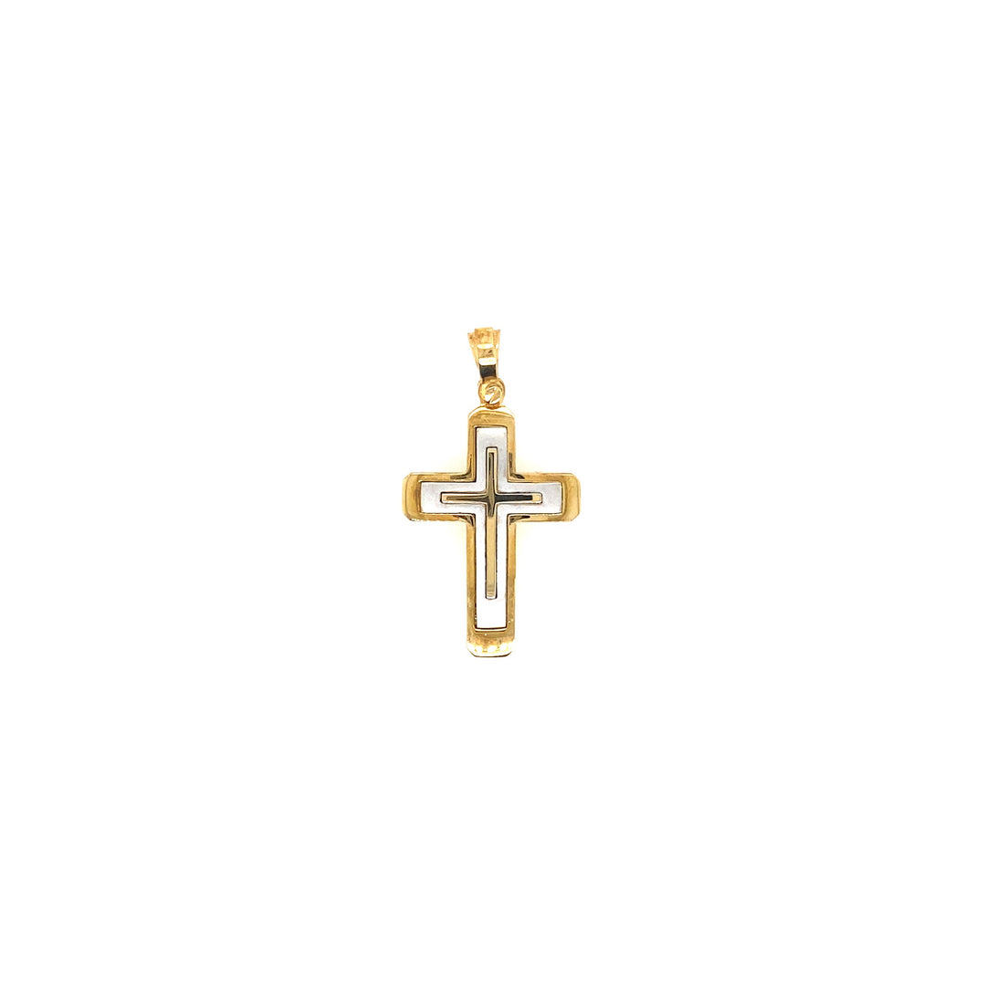 9ct Yellow and White Gold Cross