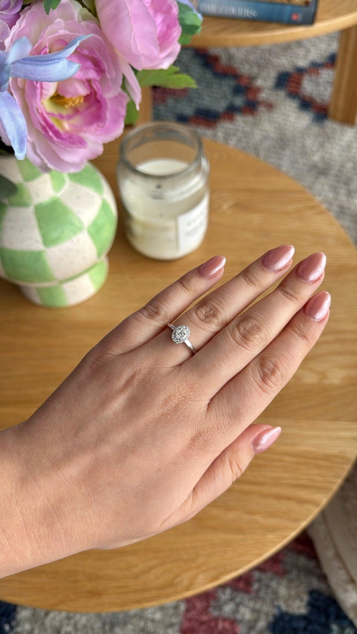 18ct White Gold Oval Cluster Engagement Ring