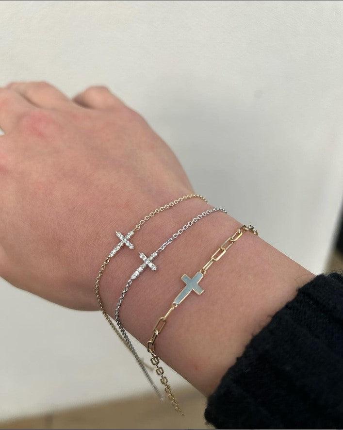 9ct Diamond Cross Bracelet