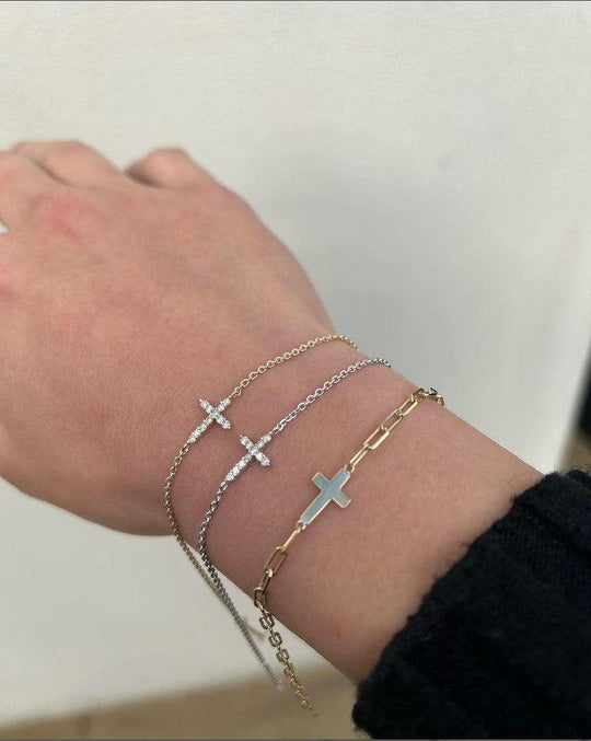 9ct Diamond Cross Bracelet