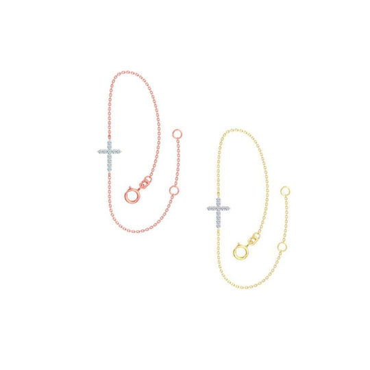 9ct Diamond Cross Bracelet