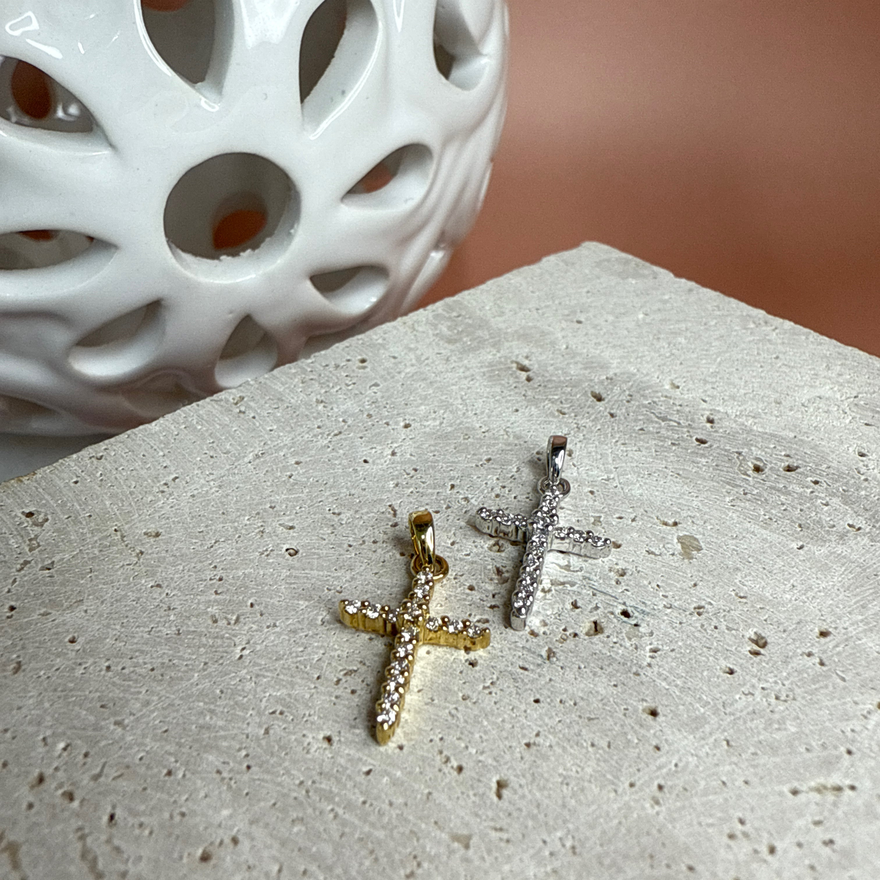 Diamond Cross Pendant in 9ct or 18ct Yellow or White Gold