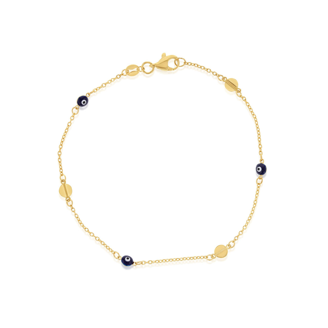 9ct Yellow Gold Evil Eye & Disc Bracelet