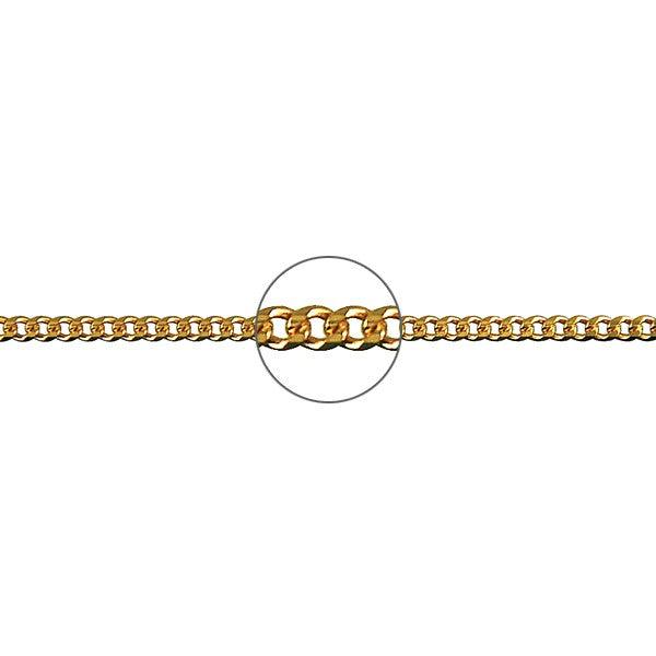 18ct Yellow Gold Bevelled Edge Diamond Cut Curb Chain (2.1mm Link)