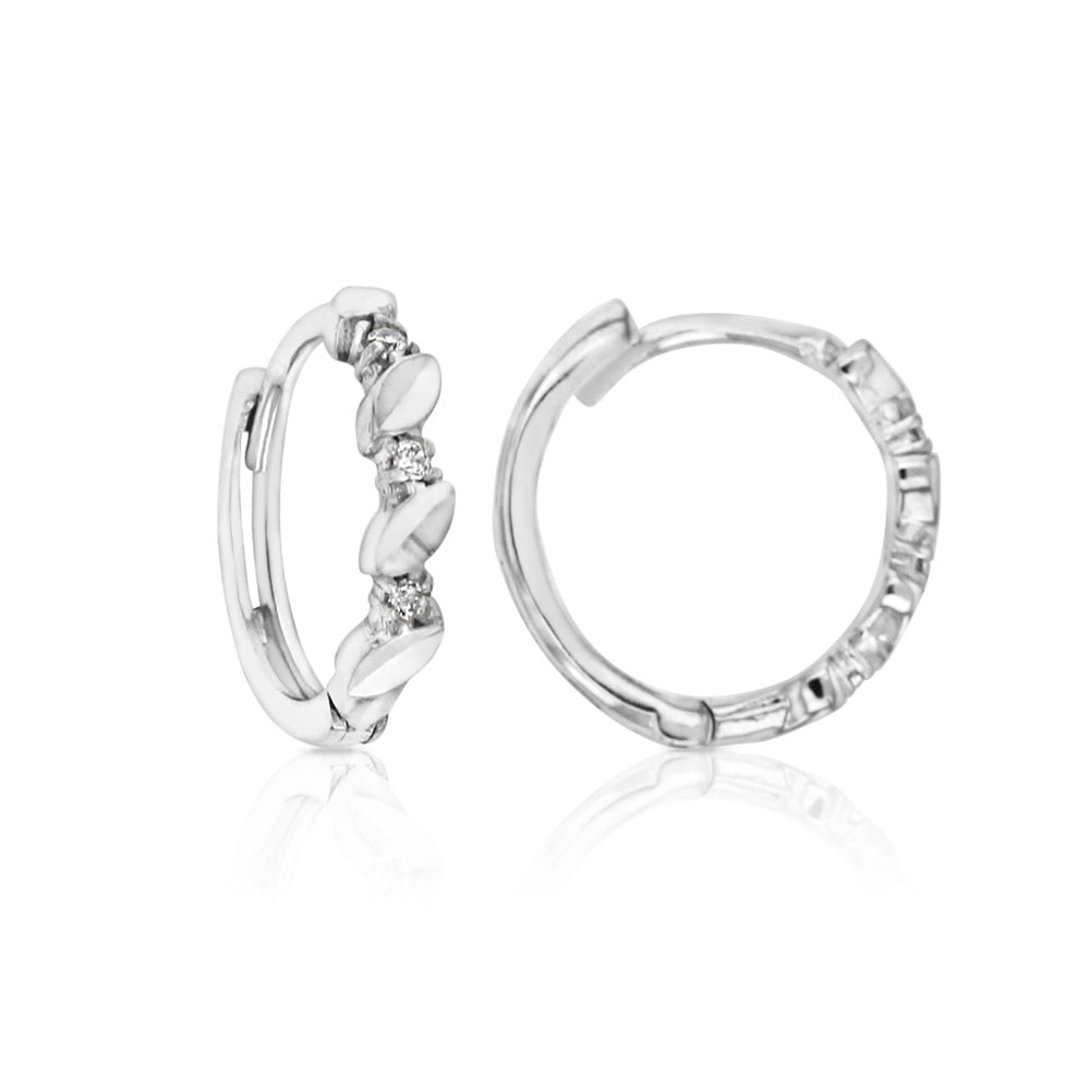 9ct White Gold Cubic Zirconia Huggies