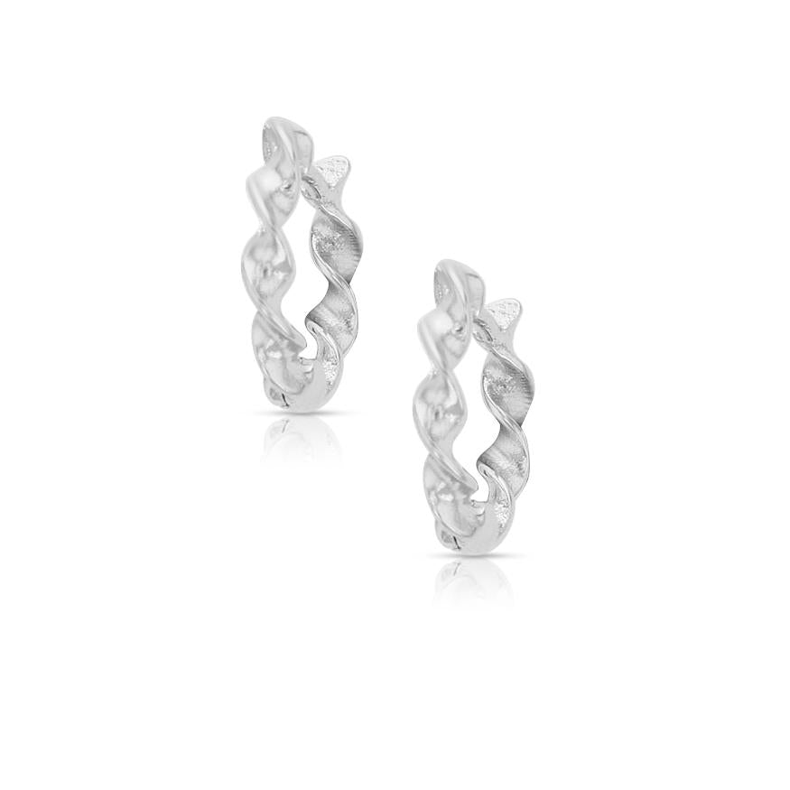 9ct White Gold Twist Huggies