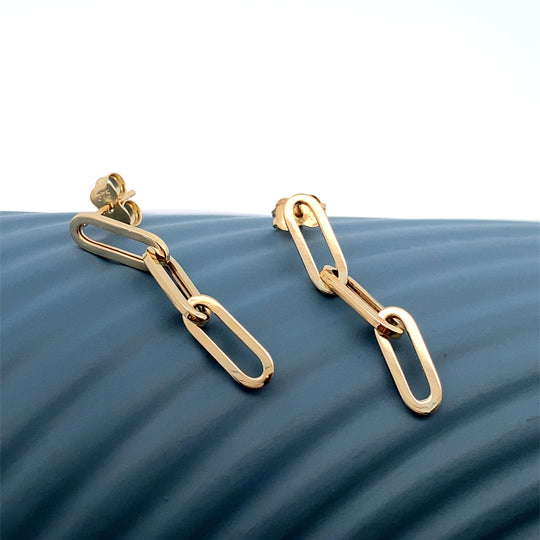 9ct Yellow Gold Paperclip Earrings