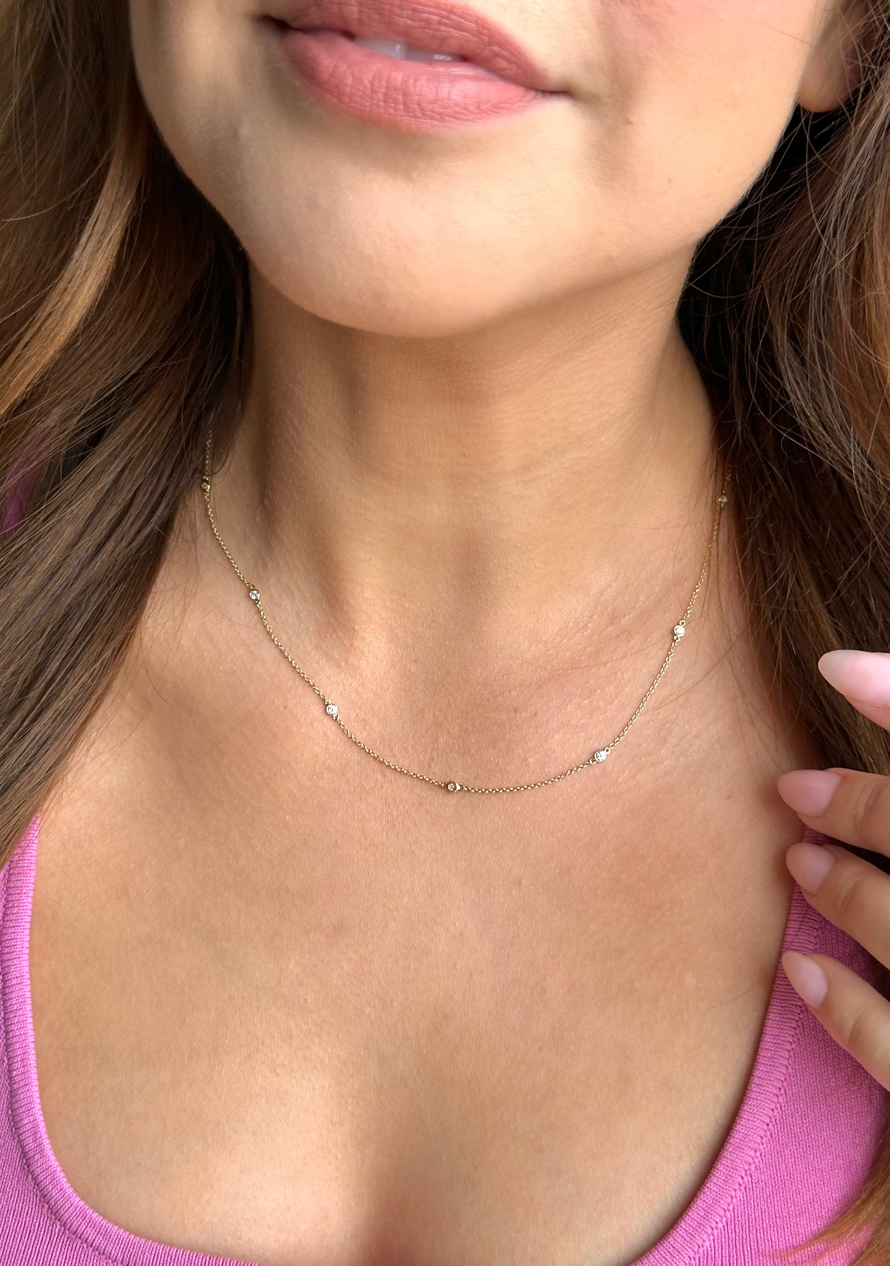 18ct Gold Diamond Station Necklace