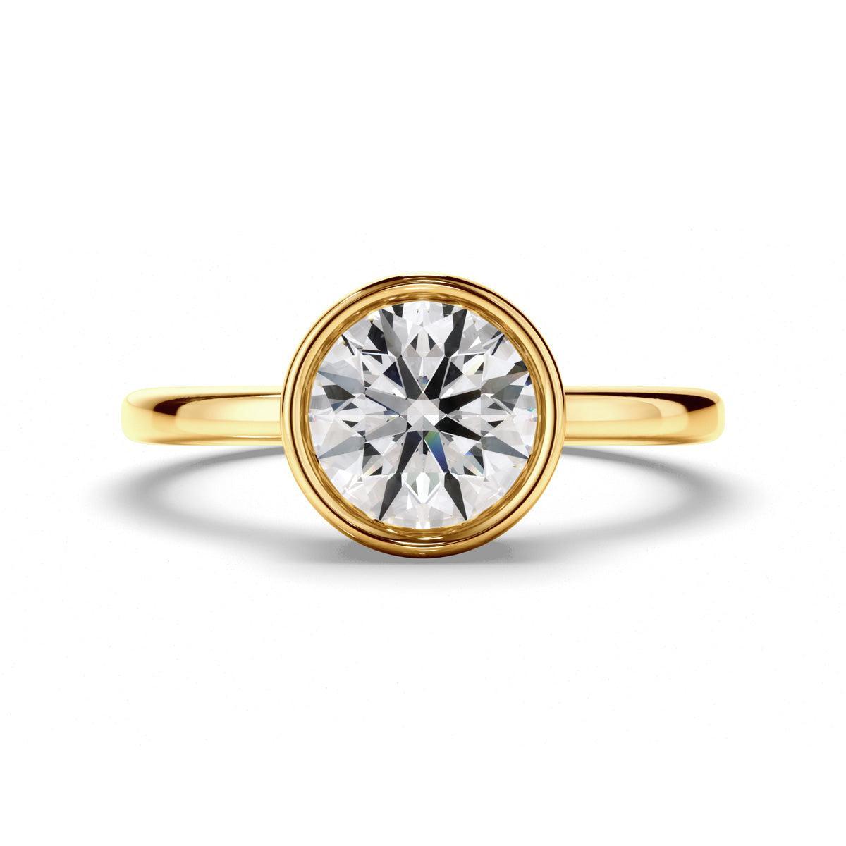 Round Brilliant Cut Diamond Bezel Solitaire Engagement Ring