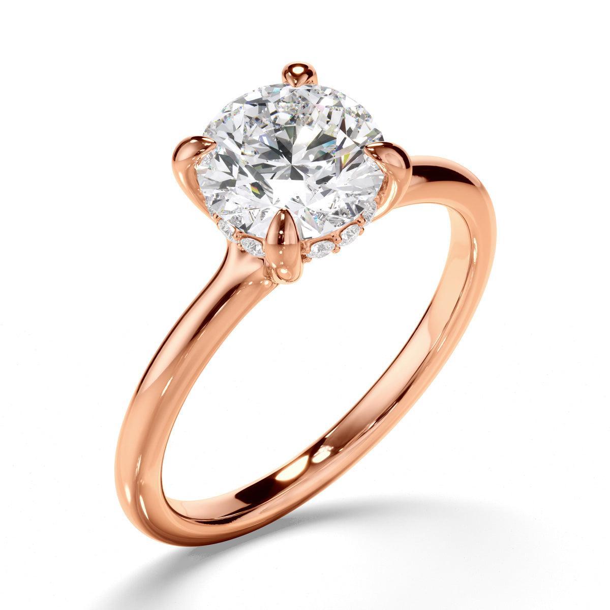 Round Brilliant Cut Diamond Hidden Halo Engagement Ring