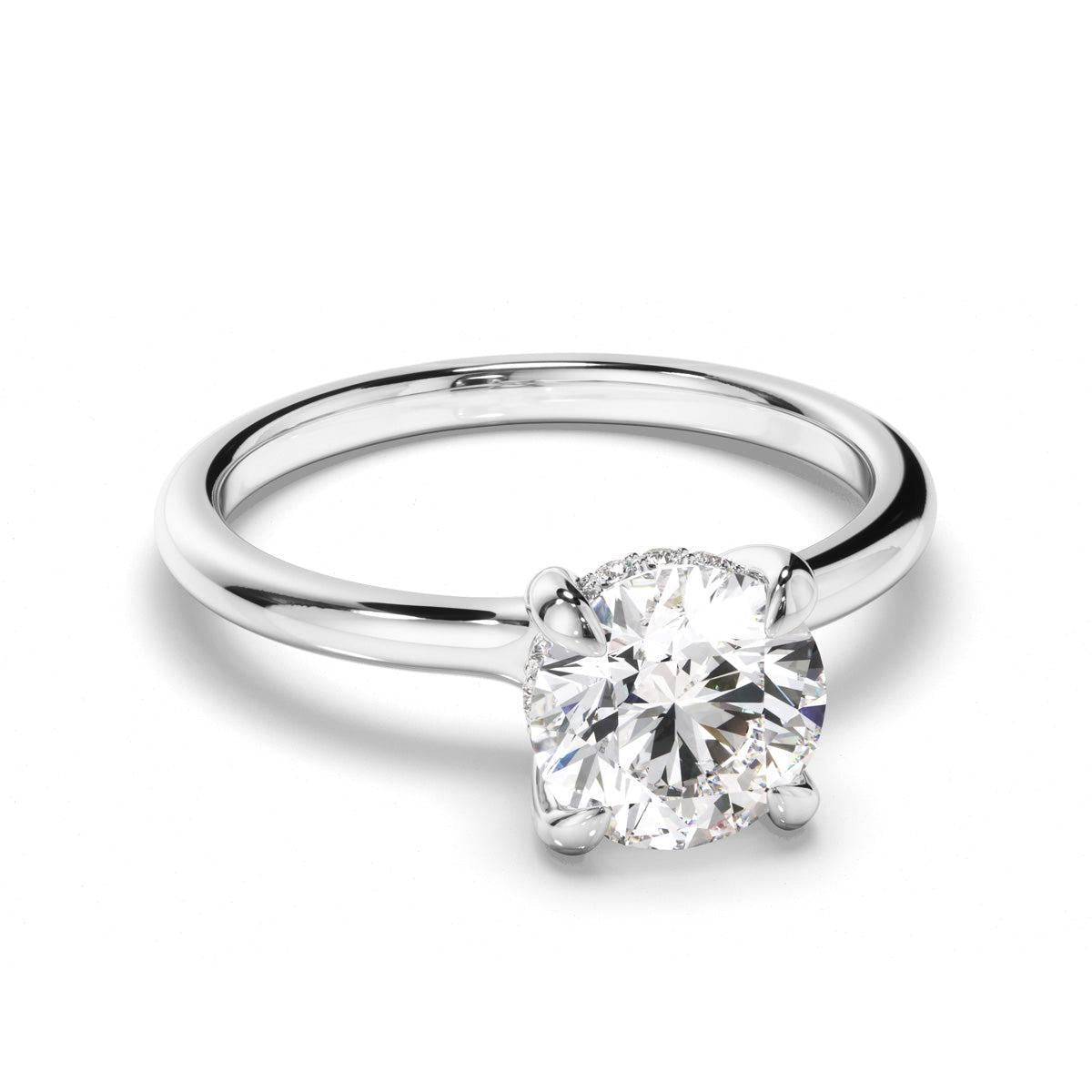 Round Brilliant Cut Diamond Hidden Halo Engagement Ring