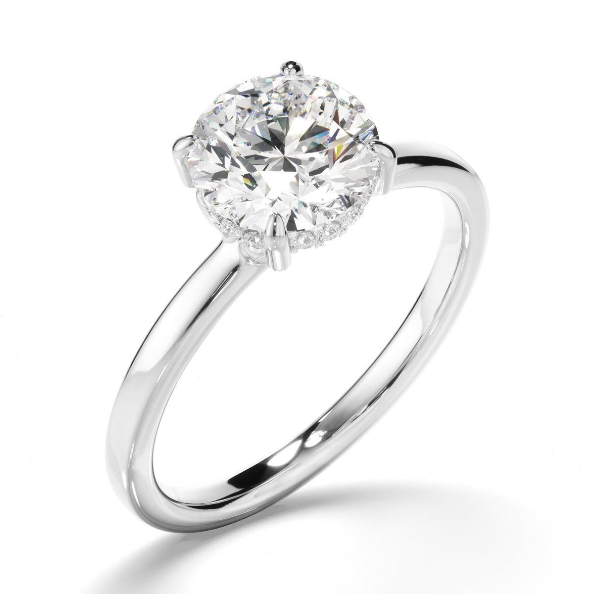 Round Brilliant Cut Diamond Hidden Halo Engagement Ring