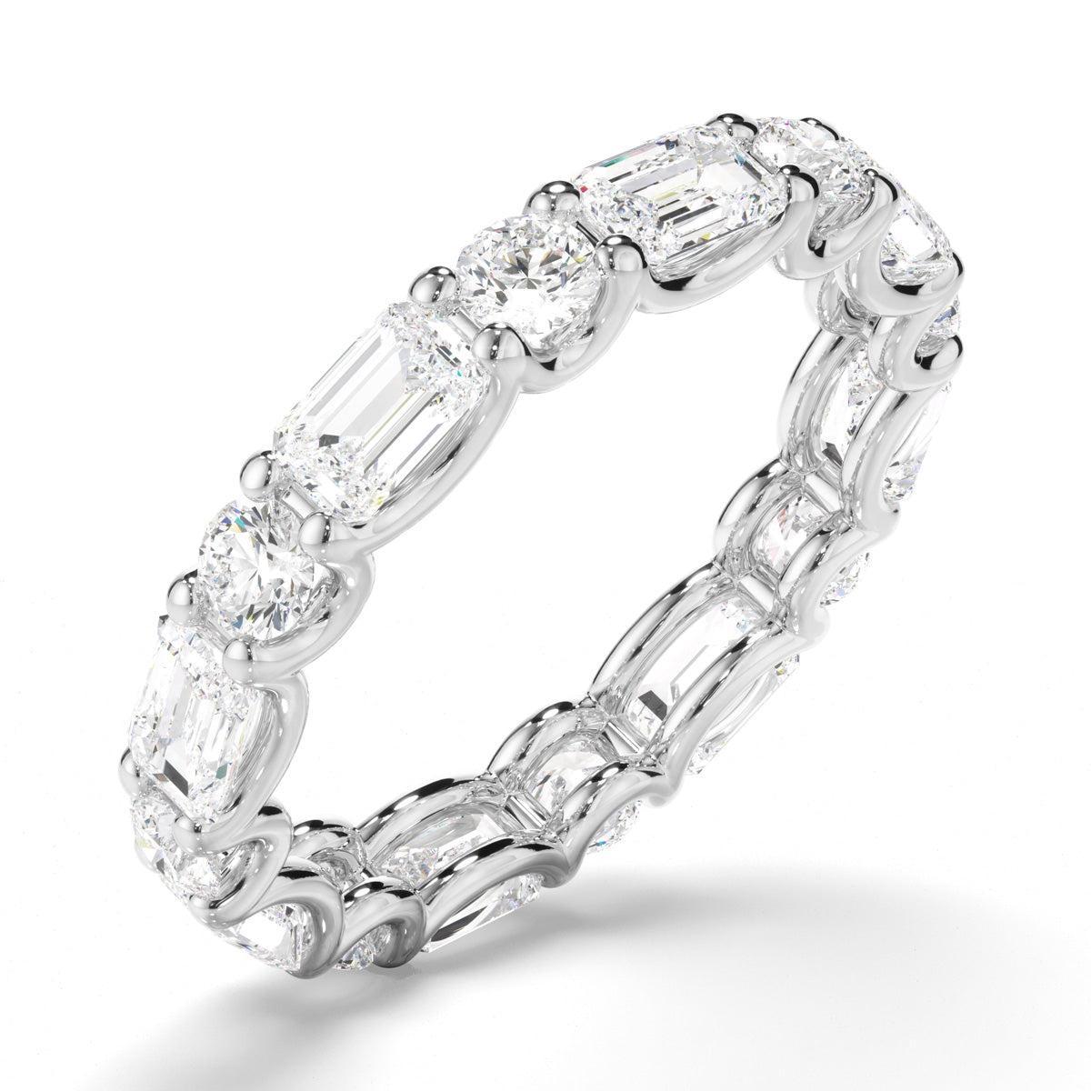 Round Brilliant & Emerald Cut Diamond Eternity Ring