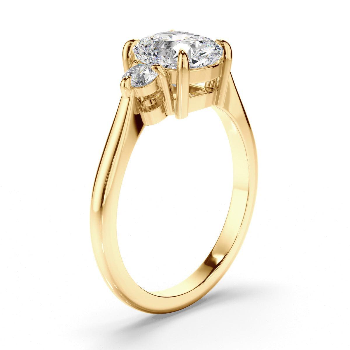Cushion Cut Diamond Trilogy Engagement Ring