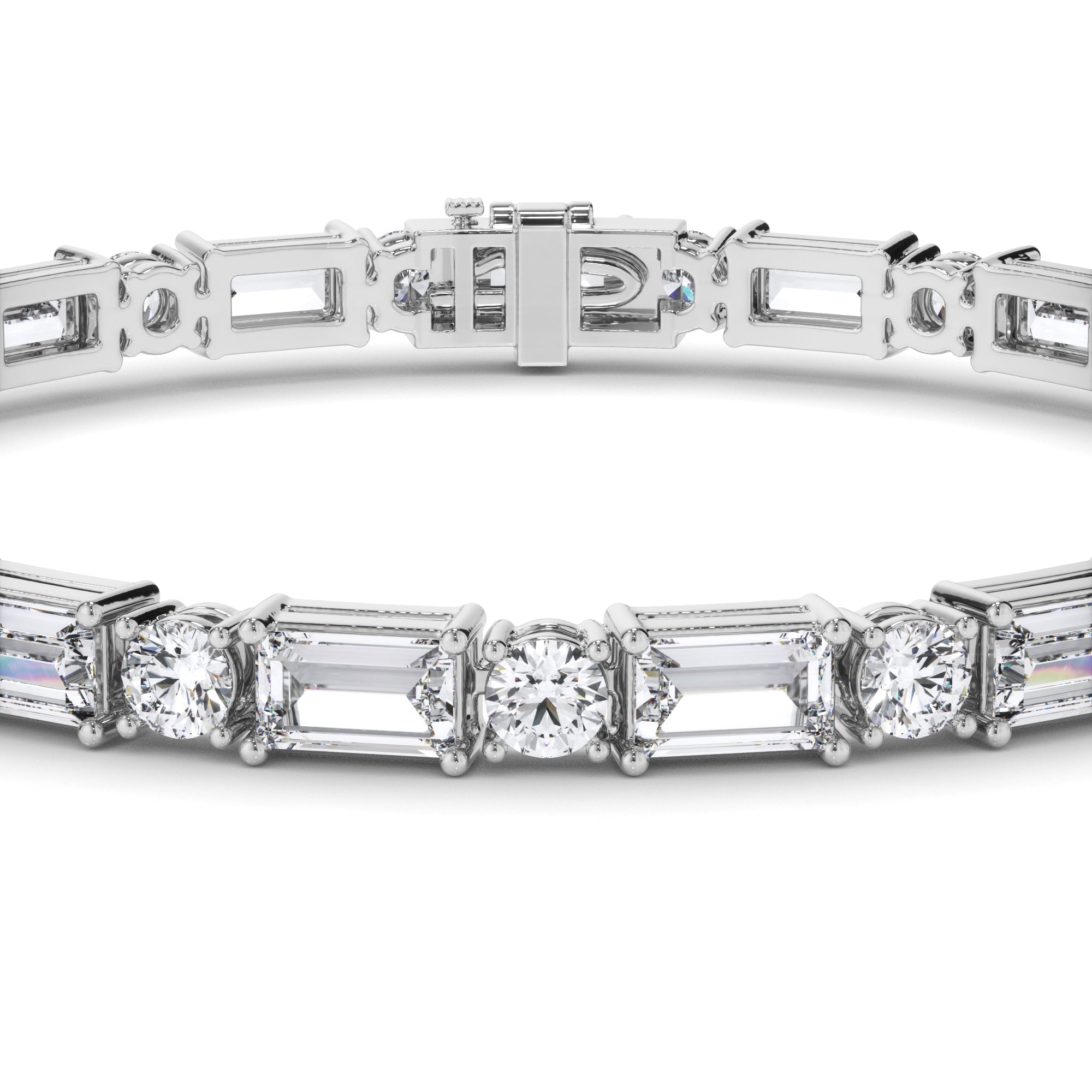 Baguette & Round Brilliant Cut Laboratory Grown Diamond Tennis Bracelet