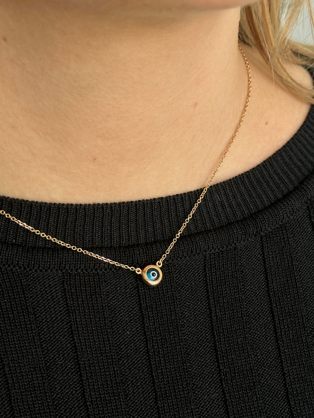 9ct Yellow Gold Mati / Evil Eye Necklace