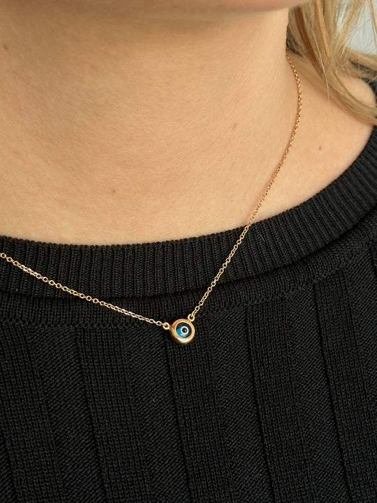9ct Yellow Gold Mati / Evil Eye Necklace