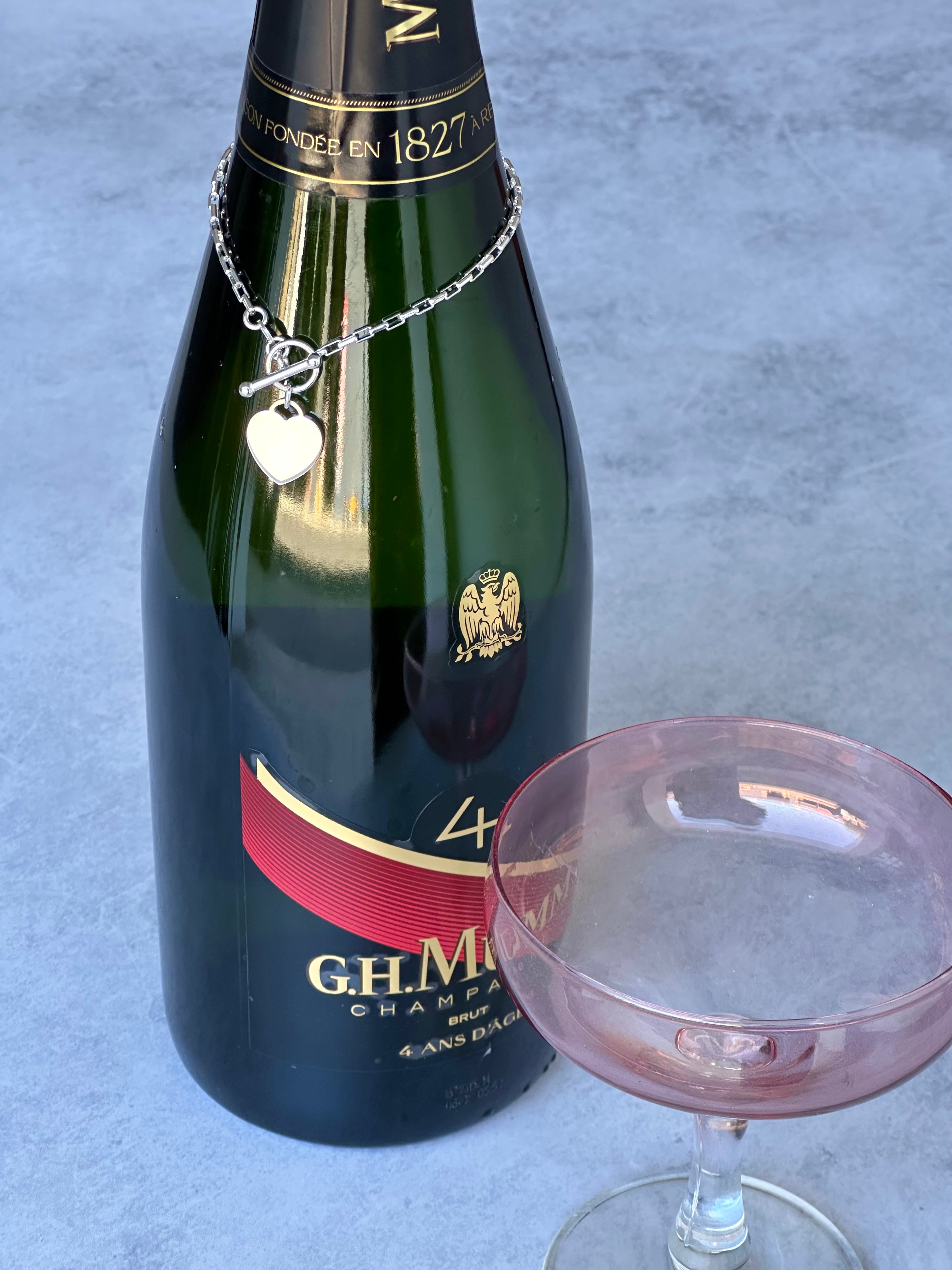 Sterling Silver Heart Toggle Bracelet