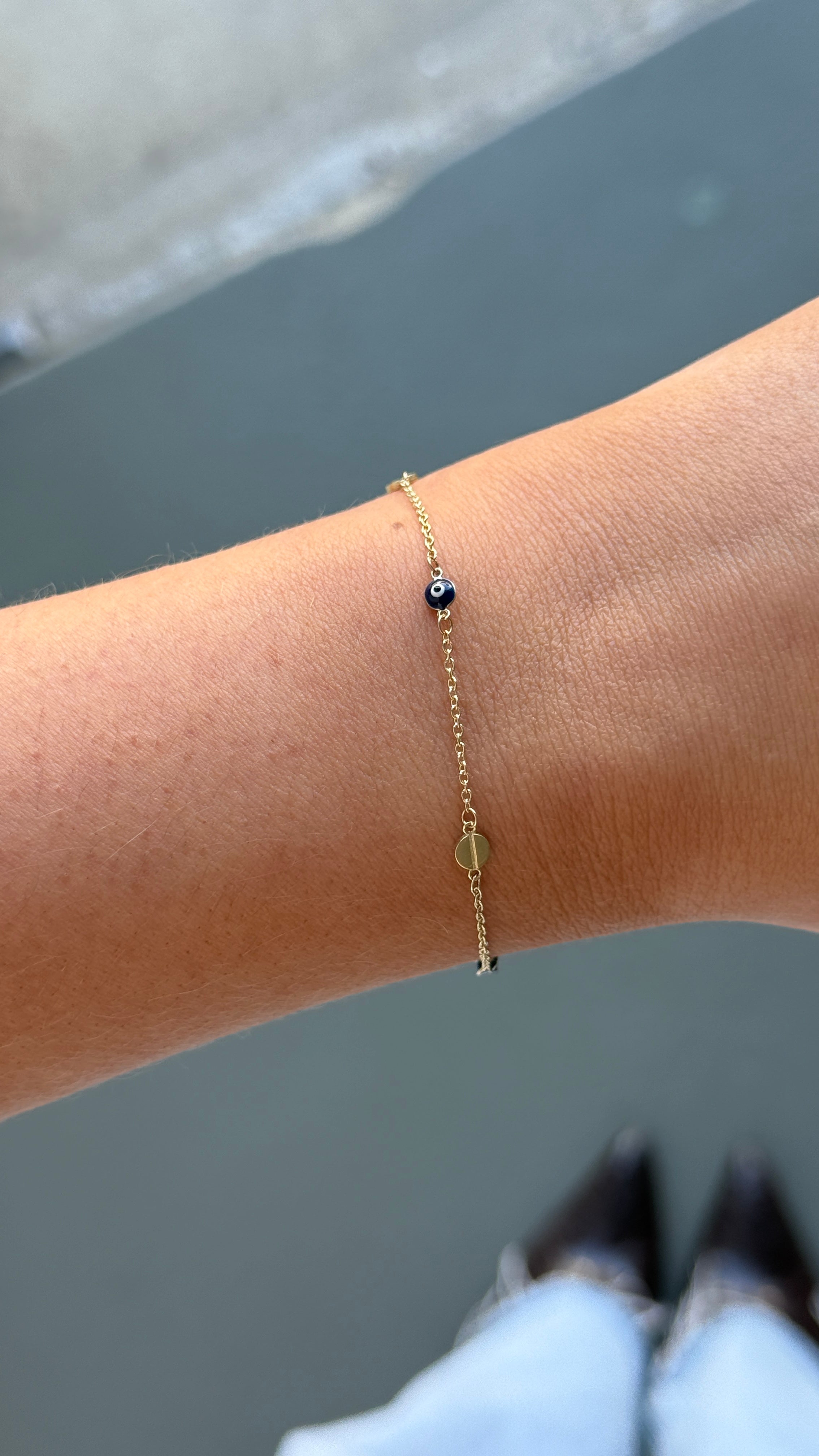 9ct Yellow Gold Evil Eye & Disc Bracelet
