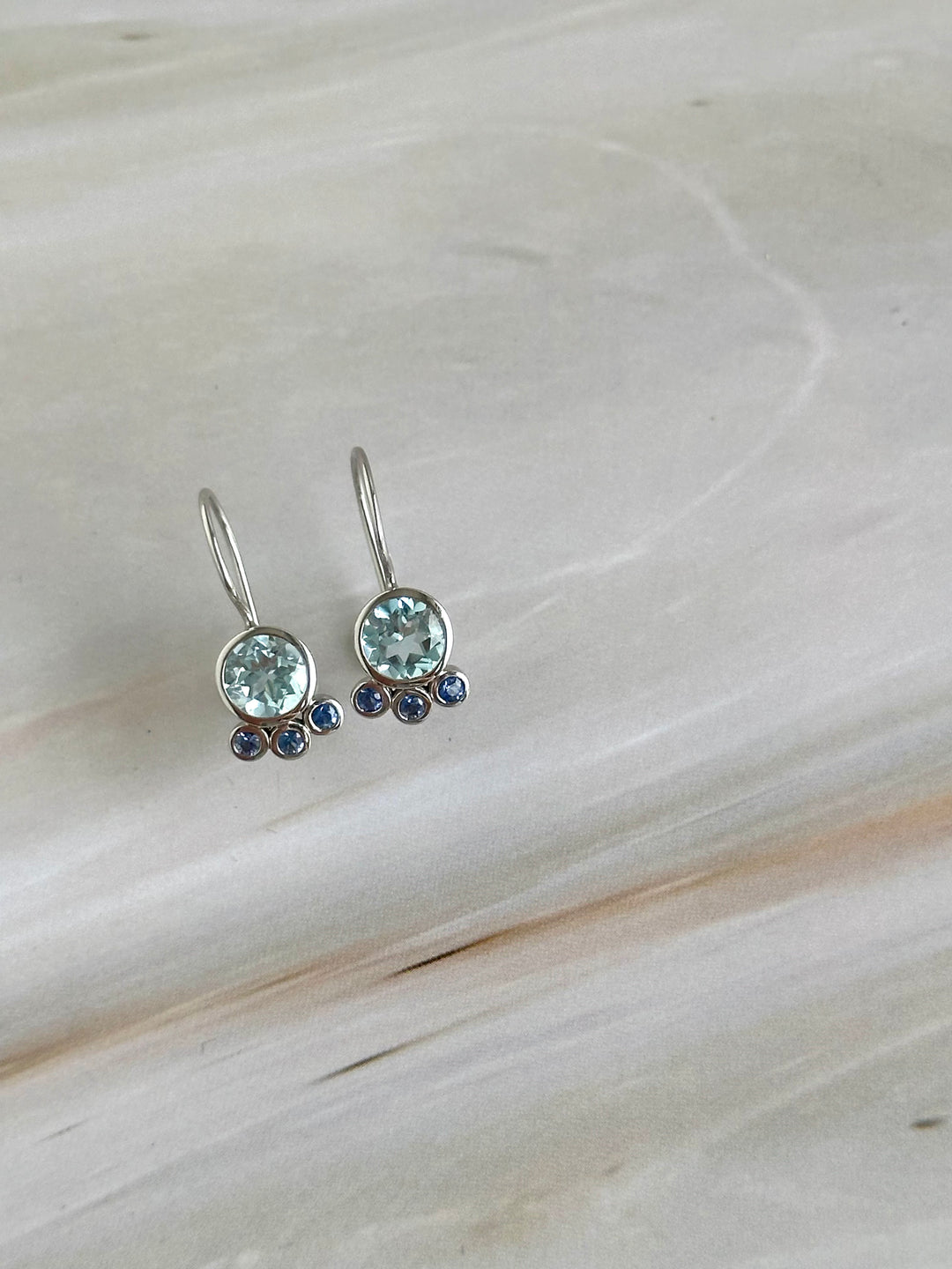 9ct White Gold Topaz and Aquamarine Earrings