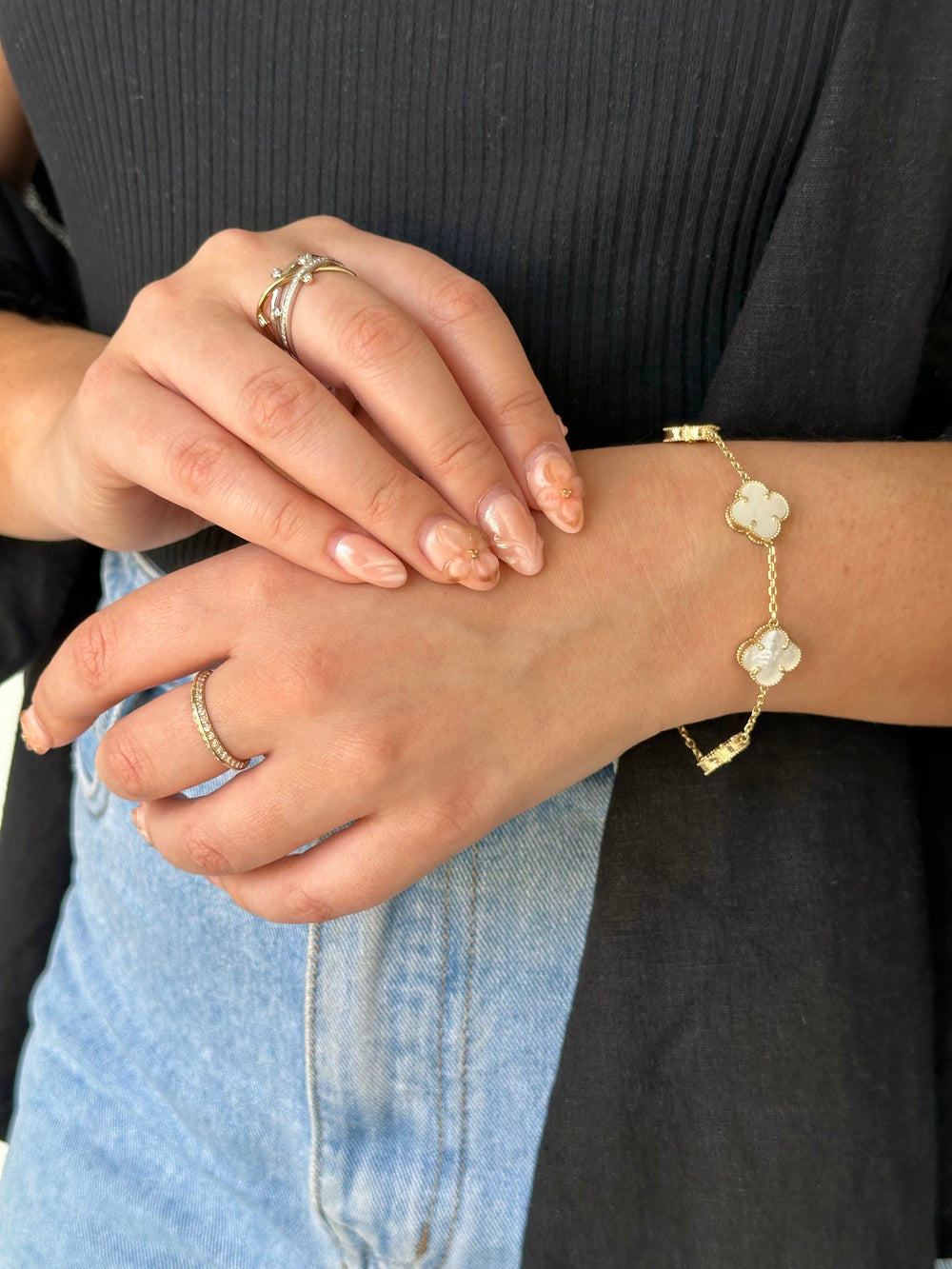 9ct Yellow and White Gold Diamond Crossover Ring