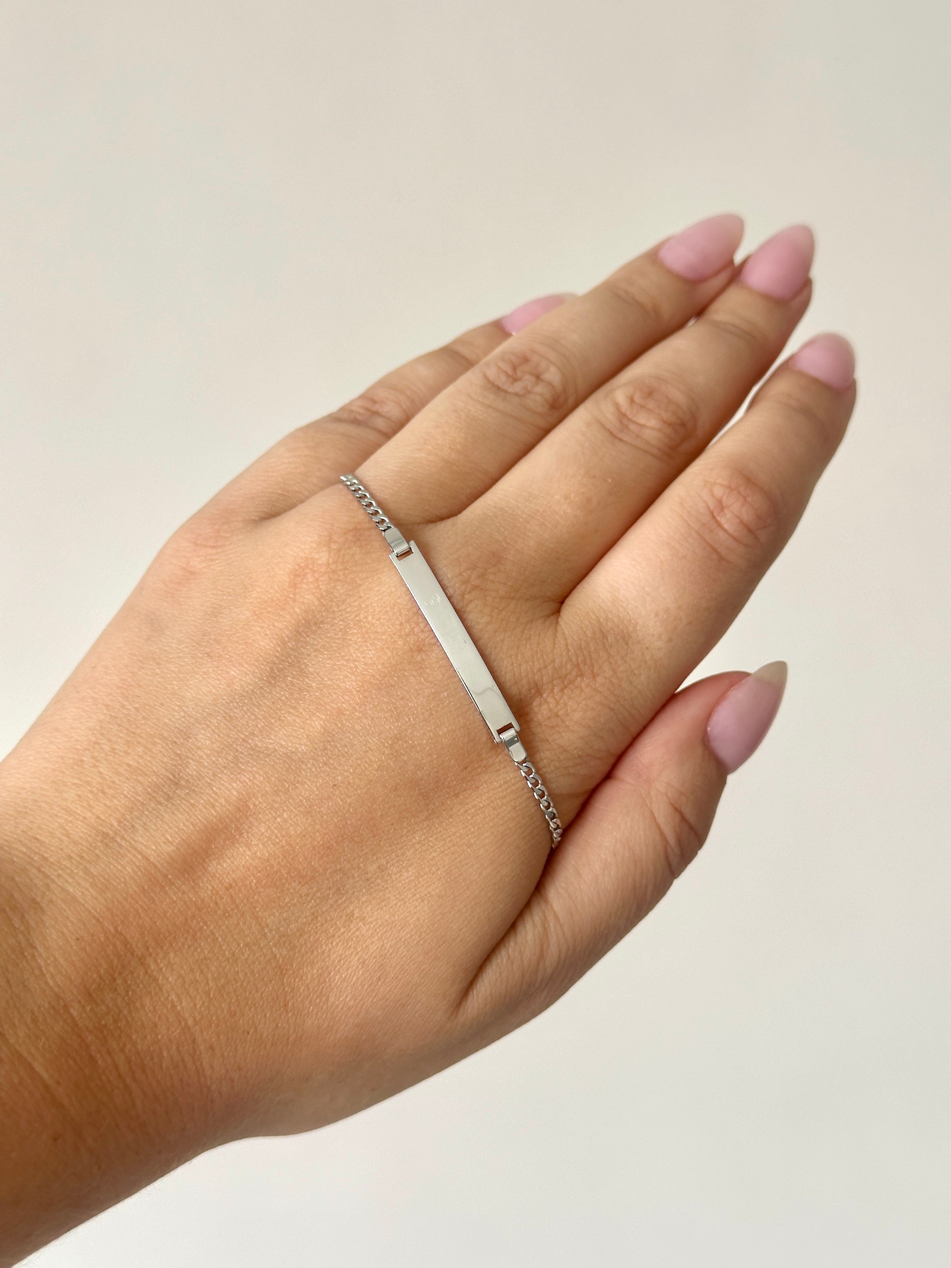 9ct White Gold Identity Bracelet