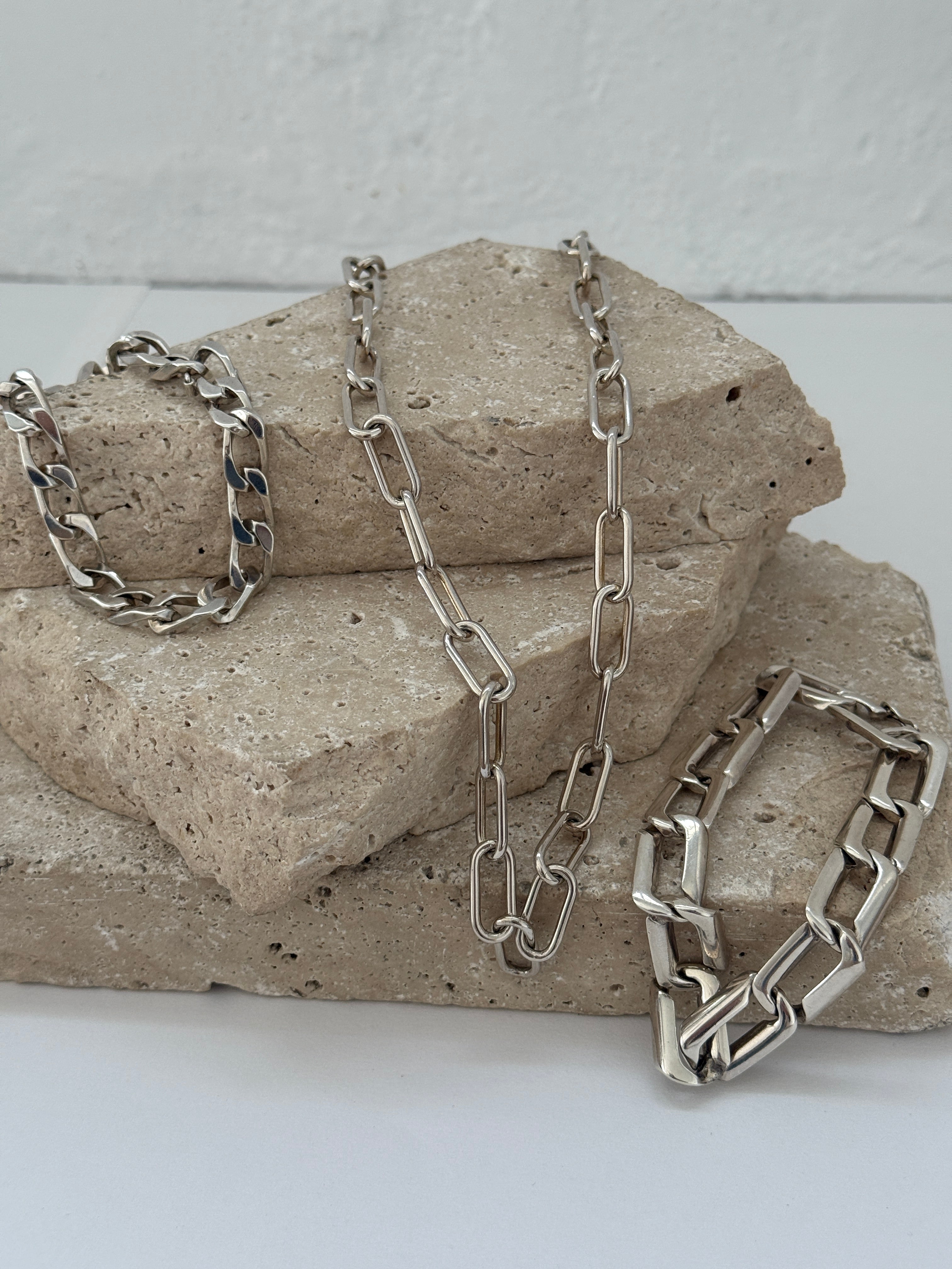 Sterling Silver Rectangular Open Link Curb Bracelet