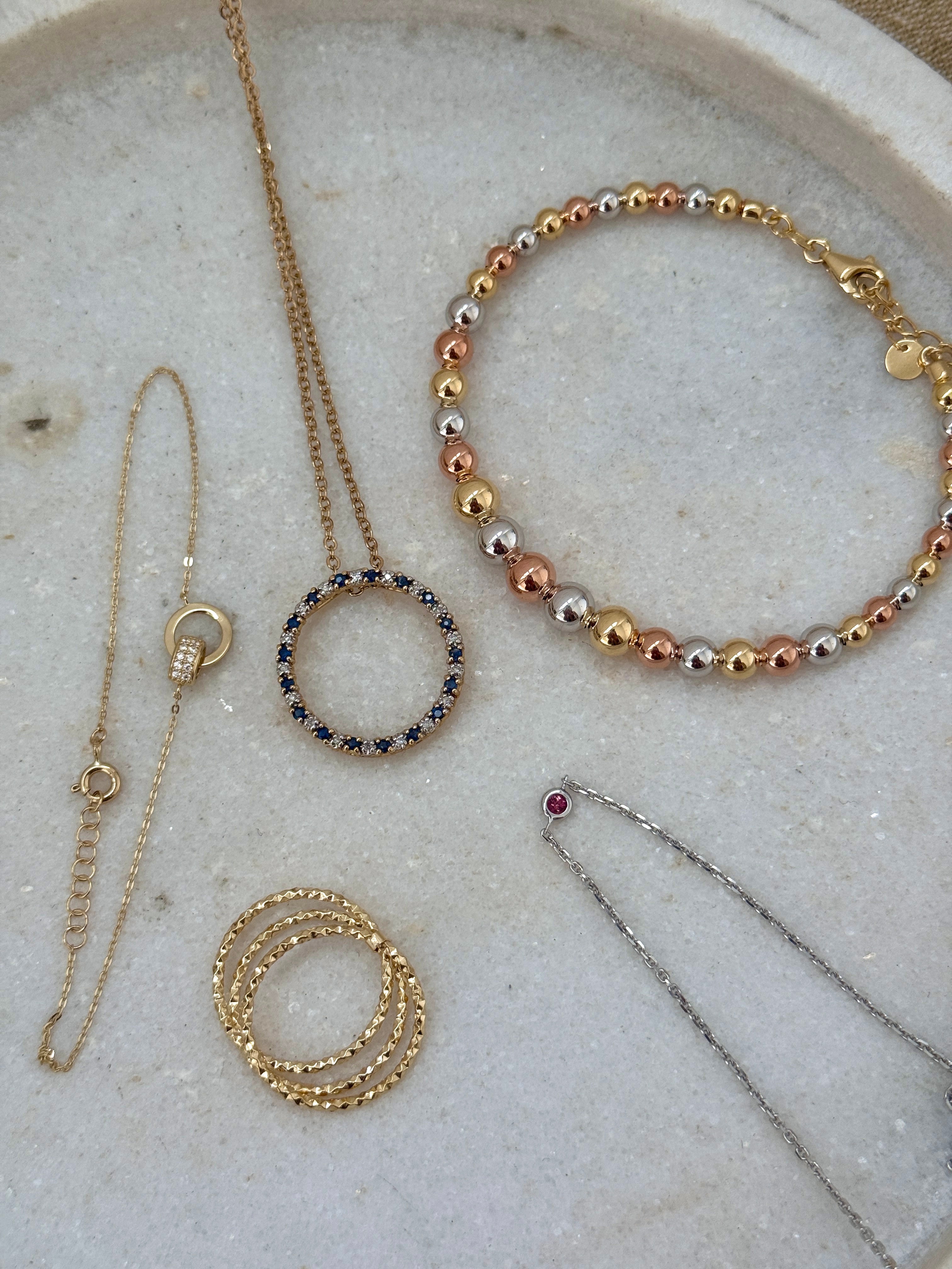 9ct Yellow Gold Birthstone Bracelet – 12 Birthstones Available