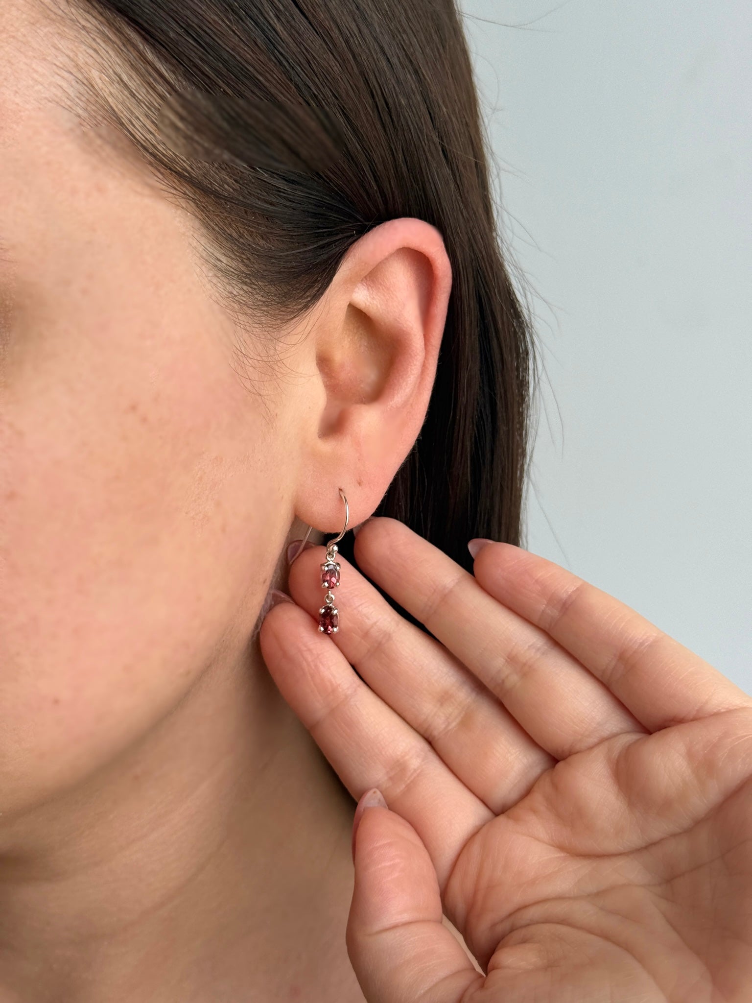 Sterling Silver Pink Tourmaline Double Drop Earrings