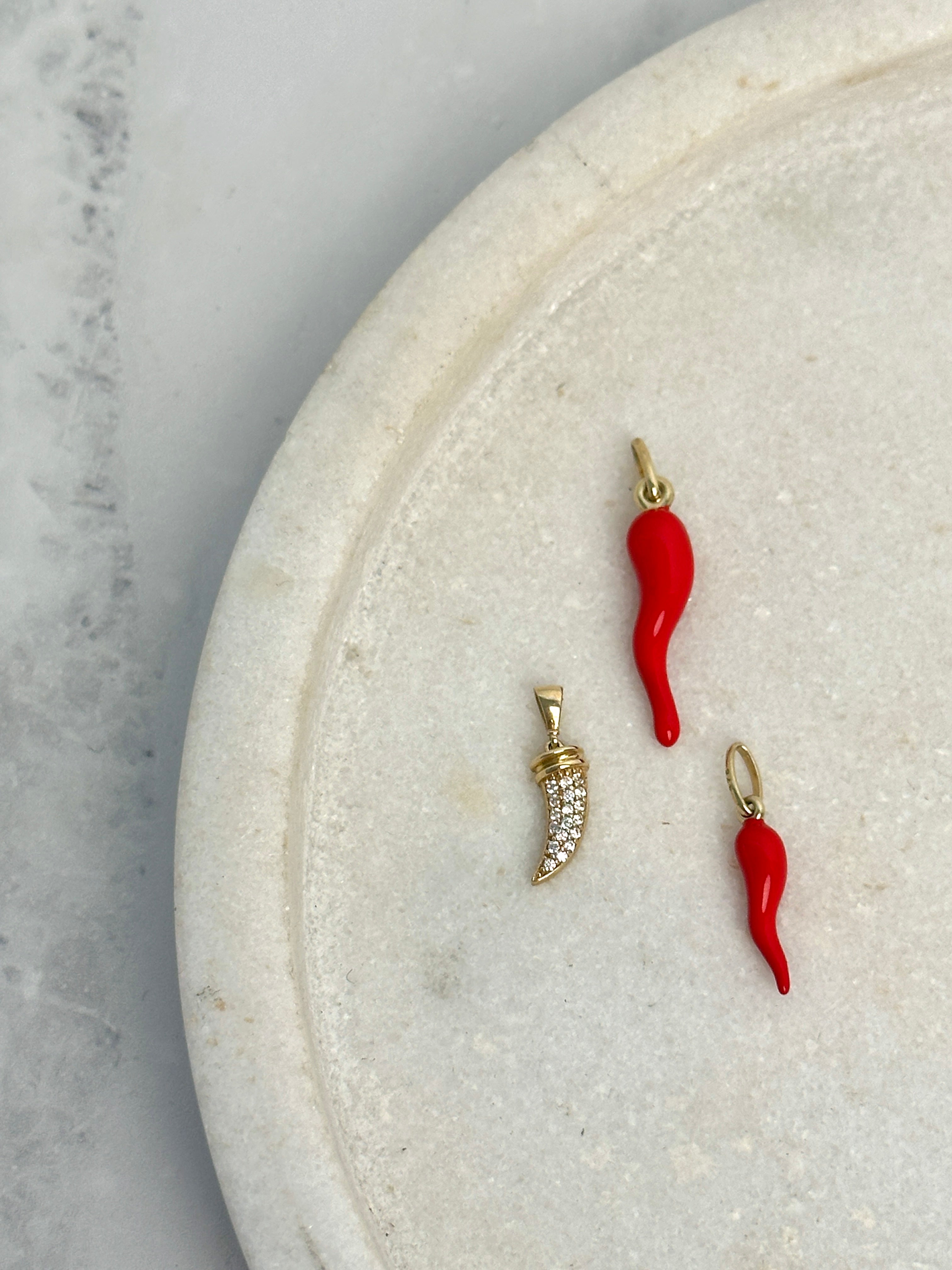 Horn of Plenty (Corno / Cornicello) Pendant with Red Enamel