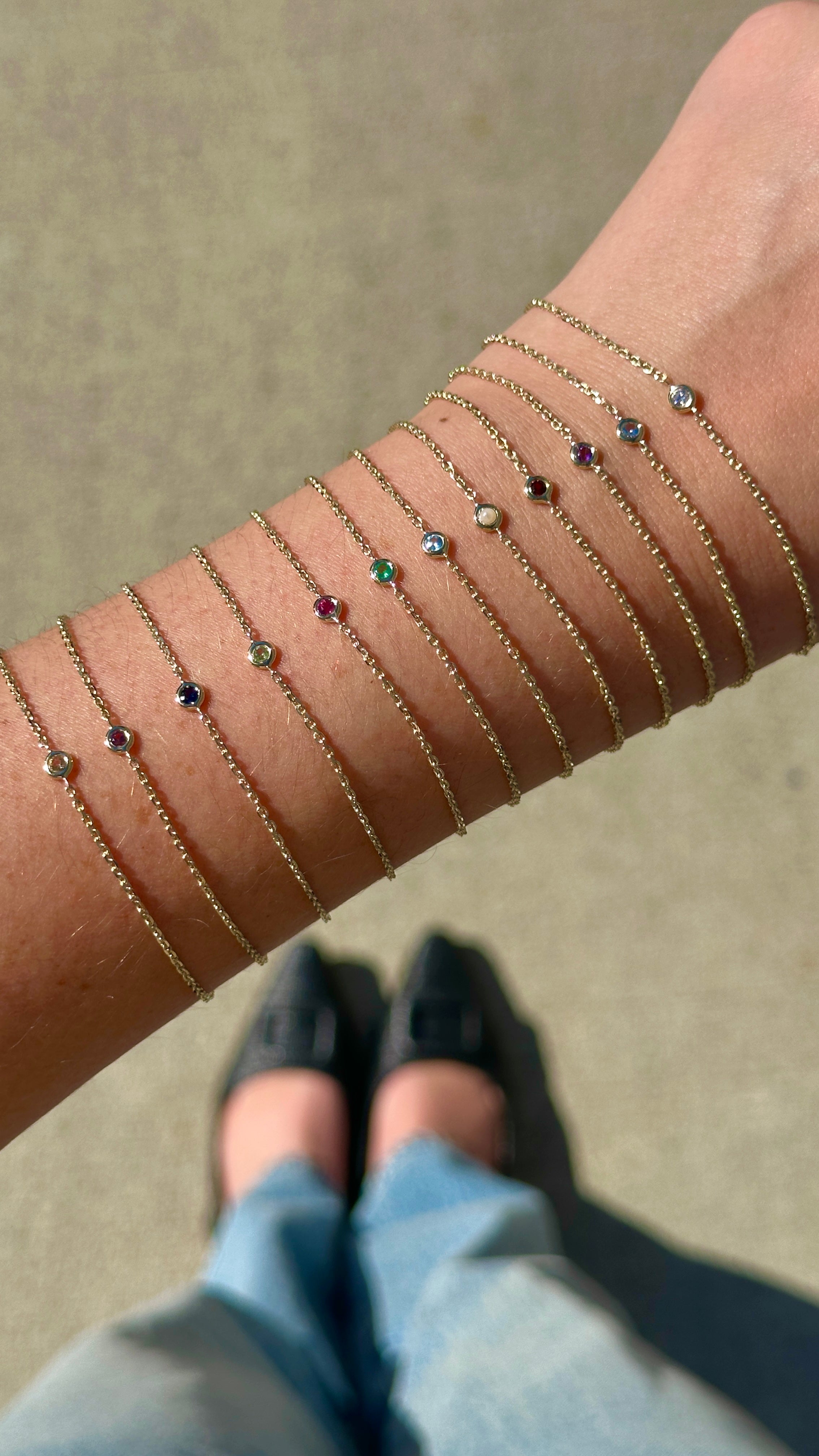 9ct Yellow Gold Birthstone Bracelet – 12 Birthstones Available