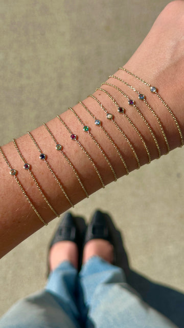 9ct Yellow Gold Birthstone Bracelet – 12 Birthstones Available