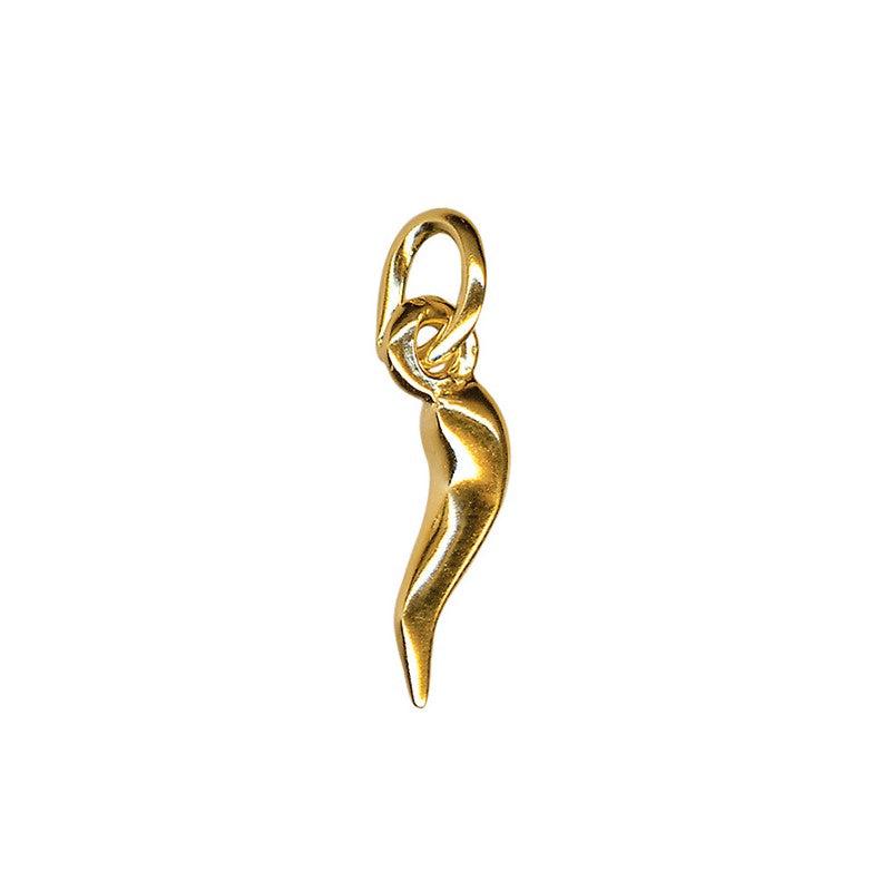 Yellow Gold or Sterling Silver Horn of Plenty (Corno / Cornicello) Pendant (Extra Small)
