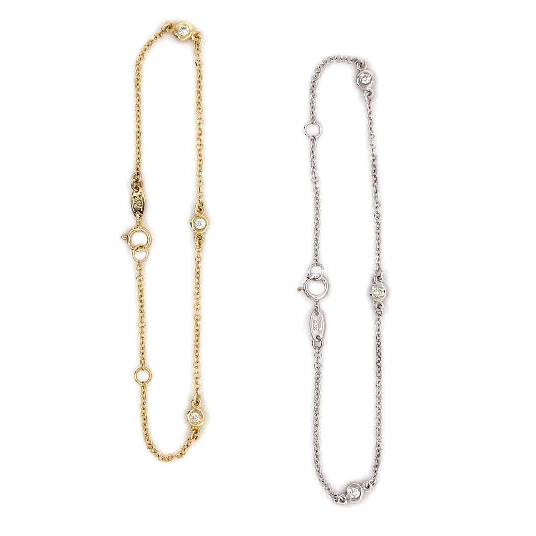 9ct Gold Diamond Station Bracelet