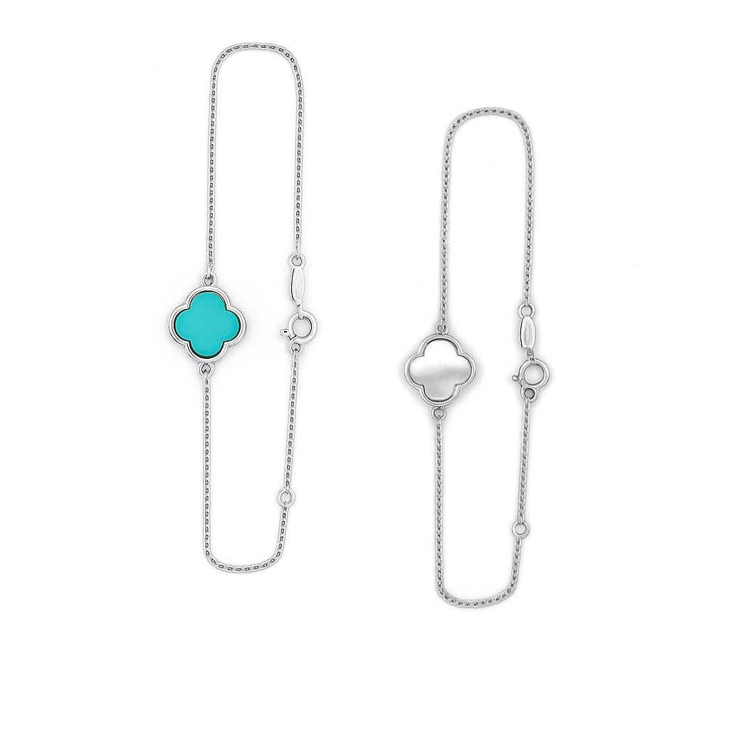 9ct White Gold Clover/Quatrefoil Bracelet (12mm)